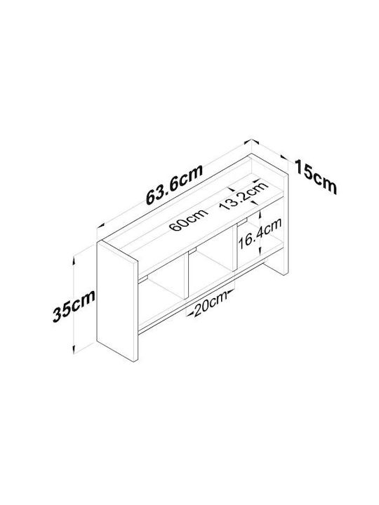 UnicUtil Wall Shelf 63.6x35x15cm Brown