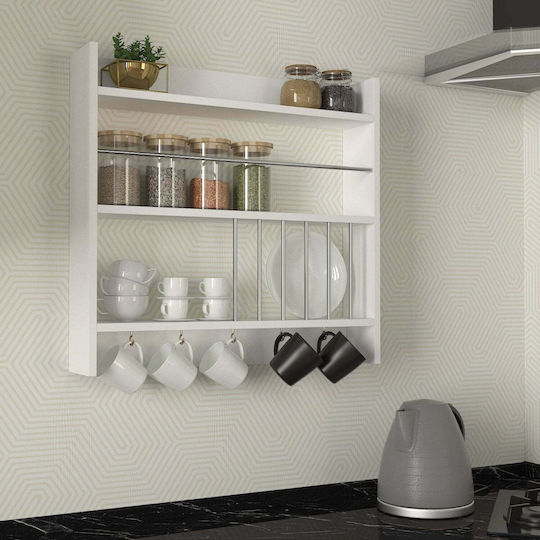 UnicUtil Wall Wooden Shelf 76x15x72cm White