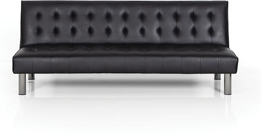 Canapea Cu Trei Locuri Pat Piele Ecologică Neagră 180x79x74cm