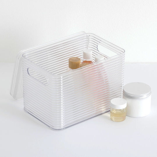 Atmosphera Plastic Storage Box with Lid Transparent 15.3x15.3x22.7cm 1pcs