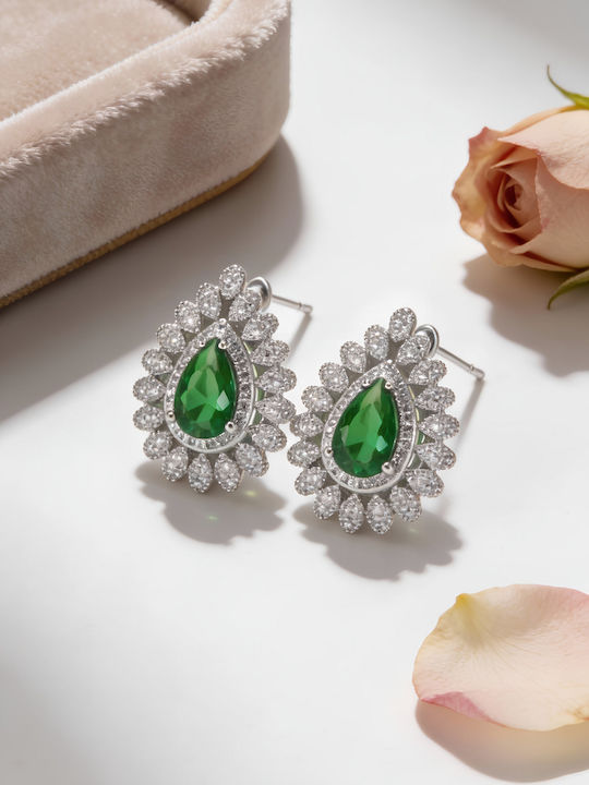 Chrysothemiss Cercei Femei Emerald Kiss Placat Cu Platina Cristal Verde Chrysothemiss Cercei Femei Emerald Kiss Placat Cu Platina Cristal Verde