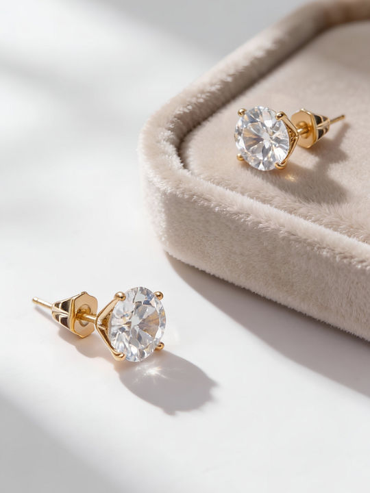 Chrysothemiss Women's Earrings Classic Spark Studs Round White Crystal Cz