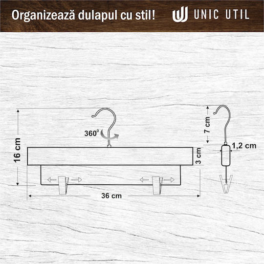 UnicUtil Umeraș pentru Dulap pentru pantaloni Lemn Albă UUUM45X5 5buc