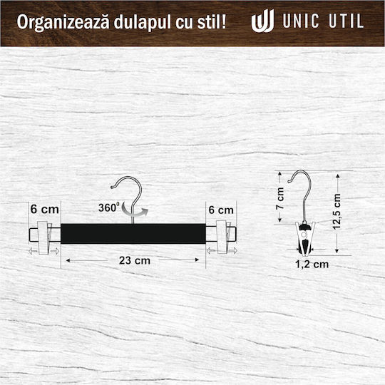 UnicUtil Umeraș pentru Dulap pentru pantaloni Lemn Neagră UUUM41X5 5buc