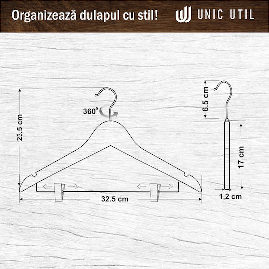 UnicUtil Umeraș pentru Dulap pentru pantaloni Lemn Albastru UUUM36X5 5buc