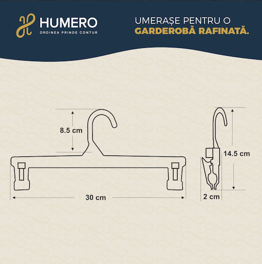 Humero Κρεμάστρα Ντουλάπας για Παντελόνια Πλαστική Μαύρη HUUUM28X10 10τμχ