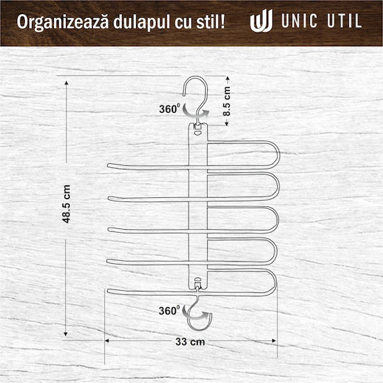 UnicUtil Вешалка за Гардероб за панталони Дърво Бежов UUUM25X3 3бр