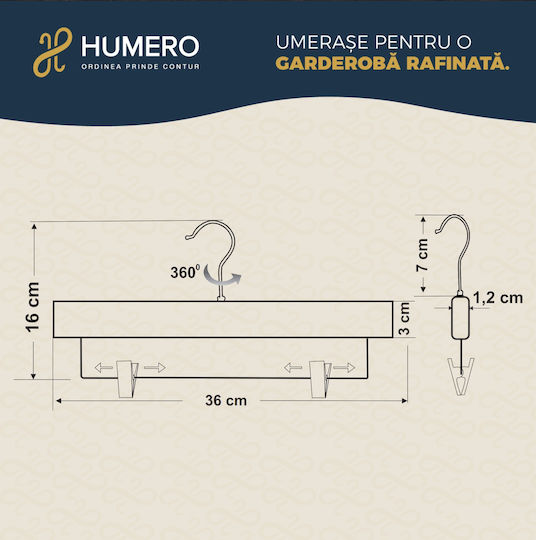 Humero Umeraș pentru Dulap pentru pantaloni Lemn Neagră 5buc