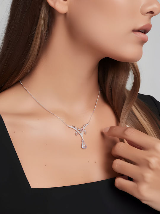 Chrysothemiss Colier Femei Ice Petal Placat Cu Platină Cristal