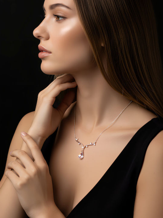 Chrysothemiss Colier Damă Ethereal Light Placat cu Platină Cristal Transparent