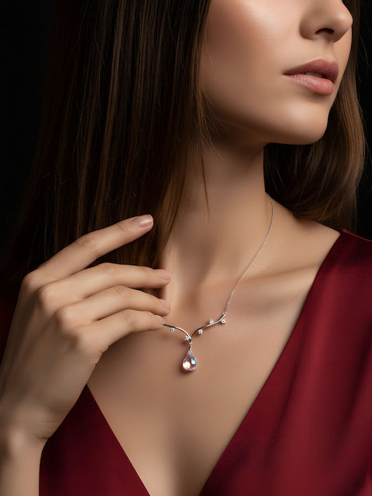 Chrysothemiss Colier Damă Ethereal Light Placat cu Platină Cristal Transparent