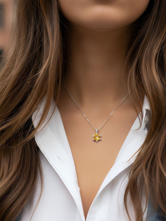 Chrysothemiss Women's Necklace Sunbeam Glow Crystal Sun Shape