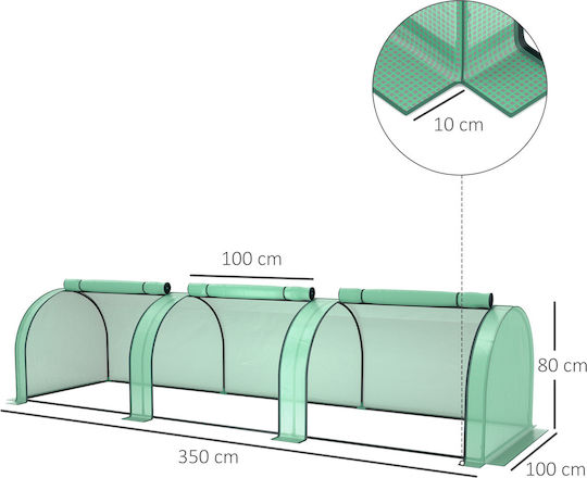 Outsunny 845-234V06GN Θερμοκήπιο Τούνελ 3x1x0.8m