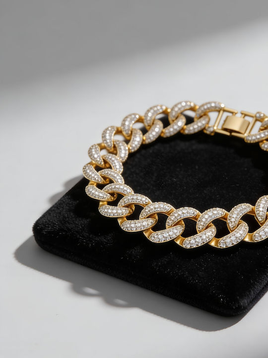 Дамска гривна Chrysothemiss Aurum Glace бял циркон позлатена с 14k злато