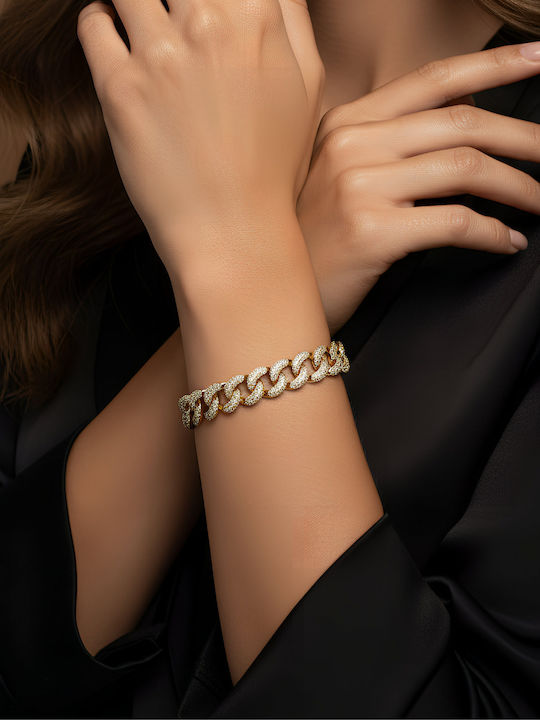 Дамска гривна Chrysothemiss Aurum Glace бял циркон позлатена с 14k злато