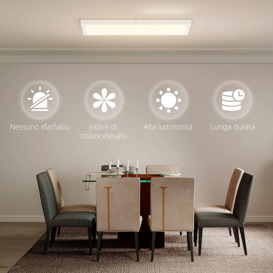 HomCom Таванно осветление 60бр Бяла с Вграден LED
