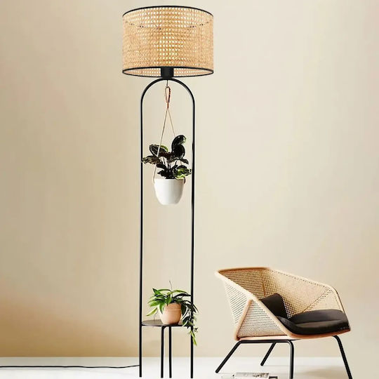 Lampadar De Podea Bază Neagră 145x28 Cm