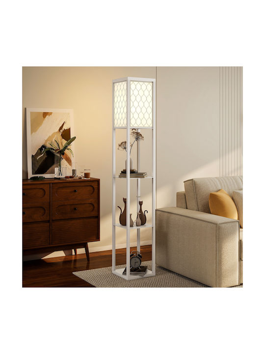 HomCom Stehleuchte H160xB26cm. mit Fassung für Lampe E27 Weiß
