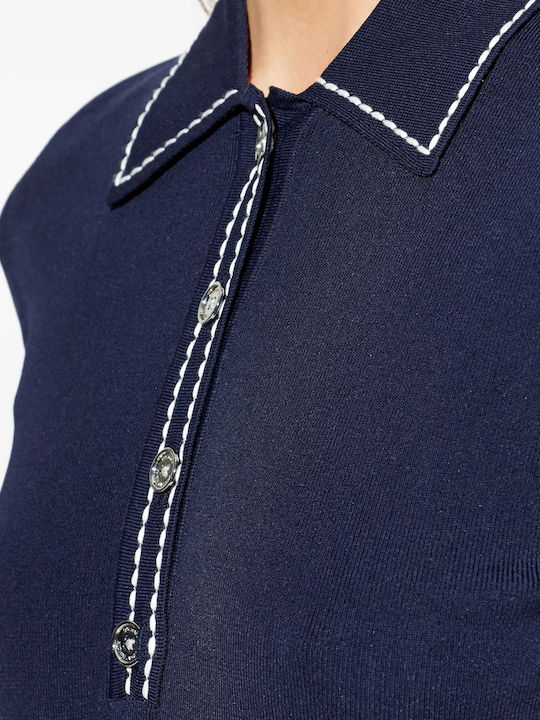 Summer Midi Shirt Dress Navy Blue