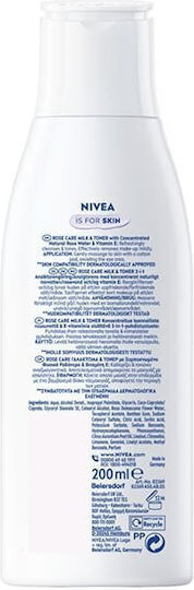 Nivea Milk & Toner Rose Care Γαλάκτωμα Καθαρισμού Προσώπου 200ml