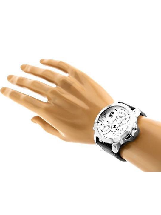 Adexe Herrenuhr 56mm Batterie mit Schwarz Lederarmband