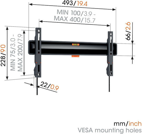 Vogel's TVM 3405 SP TVM3405SP Βάση Τηλεόρασης Τοίχου έως 77" και 50kg Μαύρο