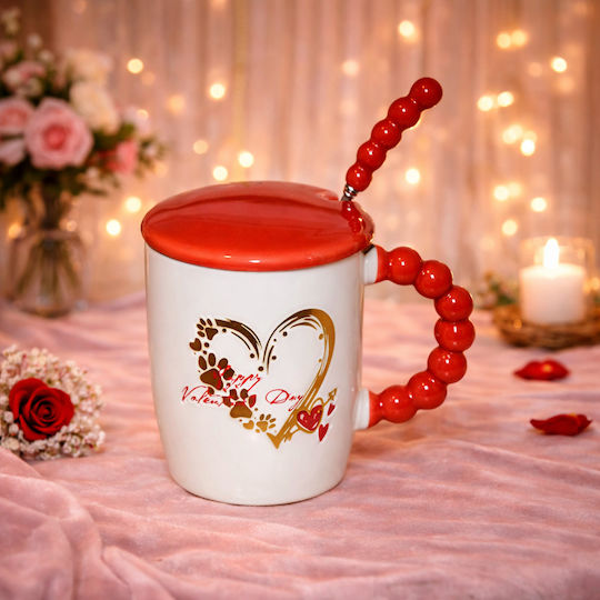 Dorosimo Cană Ceramică Cu Capac În Diferite Modele Roșie 340ml (Diverse Designuri)