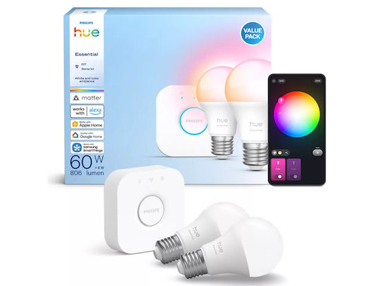 Philips Smart Bulb Starter Kit v2 LED for Socket E27 and Shape A60