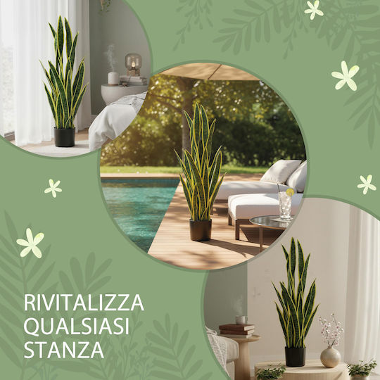 Outsunny Plantă Artificială Sansevieria Ghiveci Pentru Exterior Interior 21 Frunze Reglabile Ø20x90 Cm 844-267v01yg