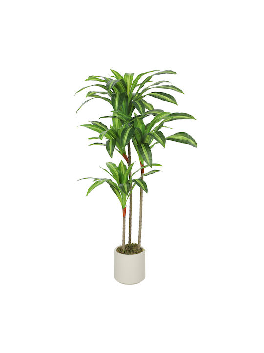 Homcom Artificial Plant Dracaena Green Peva Wood Pot Container Pp Cement 60x40x120 cm 83c-194v00gn