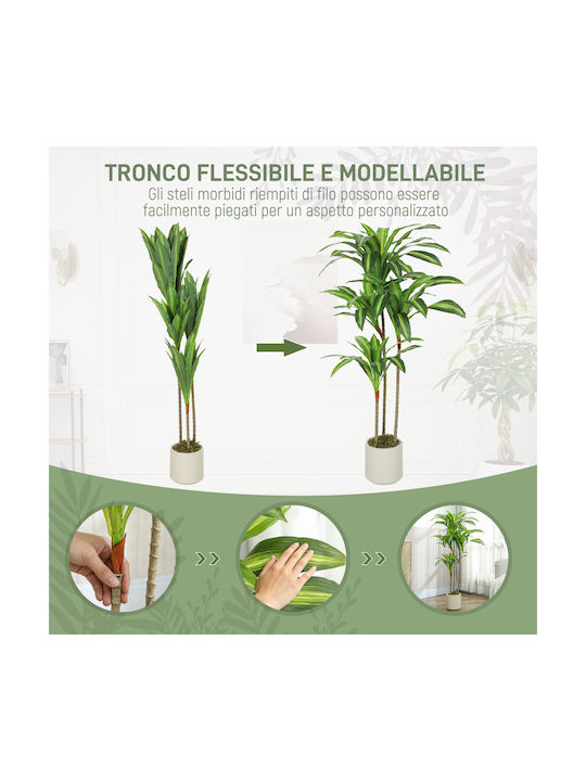 Homcom Artificial Plant Dracaena Green Peva Wood Pot Container Pp Cement 60x40x120 cm 83c-194v00gn