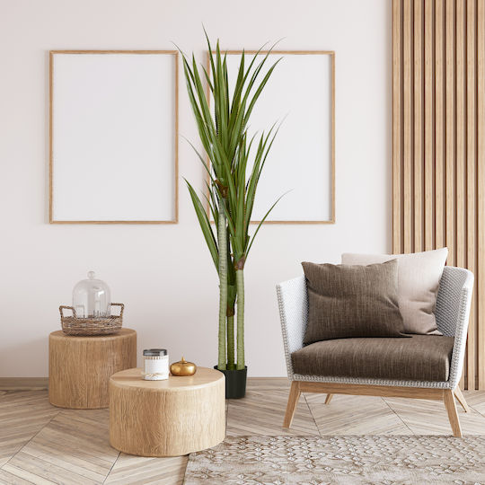HomCom Dekorative Künstliche Yucca Pflanze 190 cm 39 Blätter Topfpflanze Peva Zement