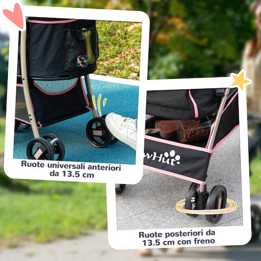 Pawhut Dog Carrying Pink Stroller L13.5xW13.5cm