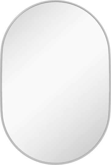 HomCom Οβάλ Καθρέπτης Μπάνιου από Μέταλλο 60x90cm Ασημί