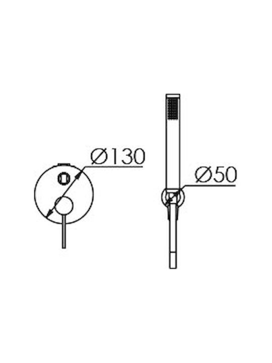 Excel Built-in Mixer, Hand Shower & Shower Head Set for Shower 2 Exits Silver