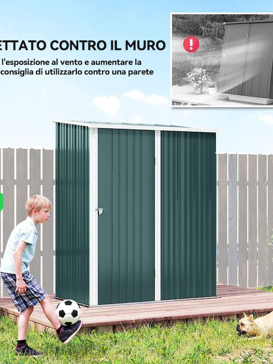 Depozit Metalic De Grădină Galvanizat Verde L1,615xLățime0,945xÎnălțime1,96m