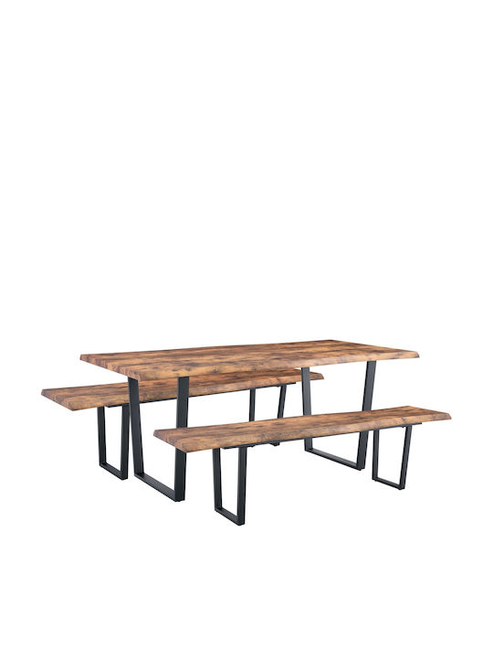 Esszimmer Northam 3Stück Walnut / Black 180x90cm