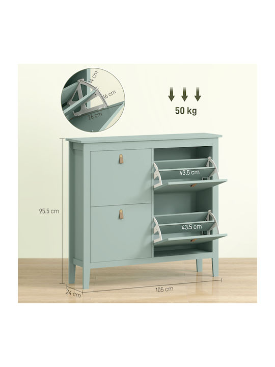 Wooden Shoe Organizer Green 105x24x95.5cm