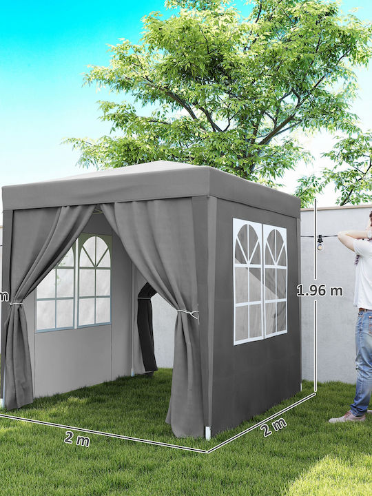 Outsunny Πτυσσόμενο Κιόσκι Κήπου Γκρι 2x2m