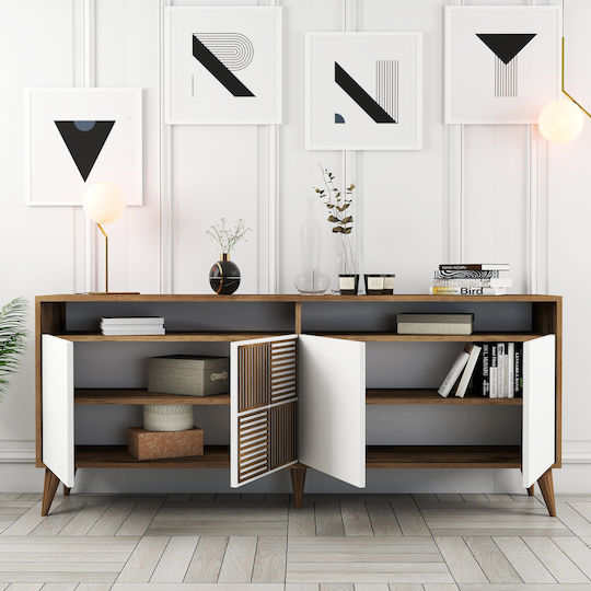 Milan Living Room Set 3 Pieces Walnut White