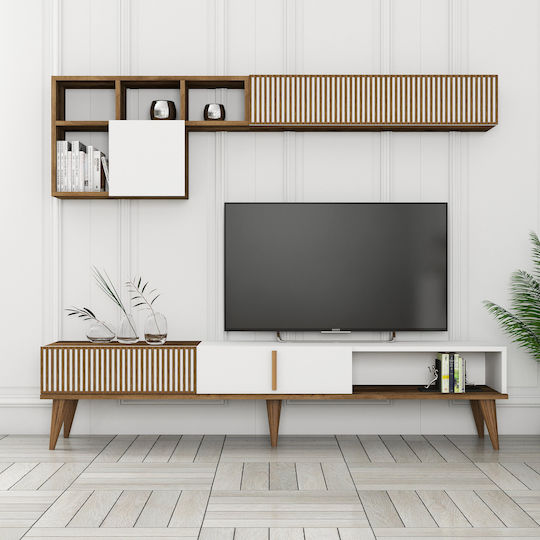 Milan Living Room Set 3 Pieces Walnut White