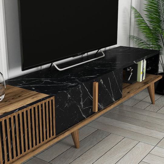 Set Living Milan 3 Bucăți Nuc Negru Marmură