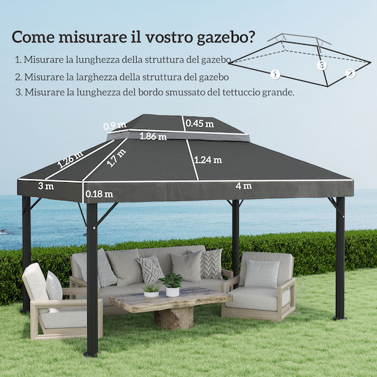 Outsunny Pavillonabdeckung Gray 4x3m