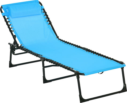Outsunny Foldable Steel Beach Sunbed Blue 189x58x30cm