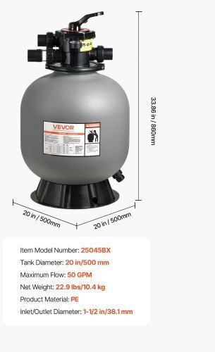 Vevor Pool Filters & Filtration Systems Sand Filter with Diameter 50.8cm.
