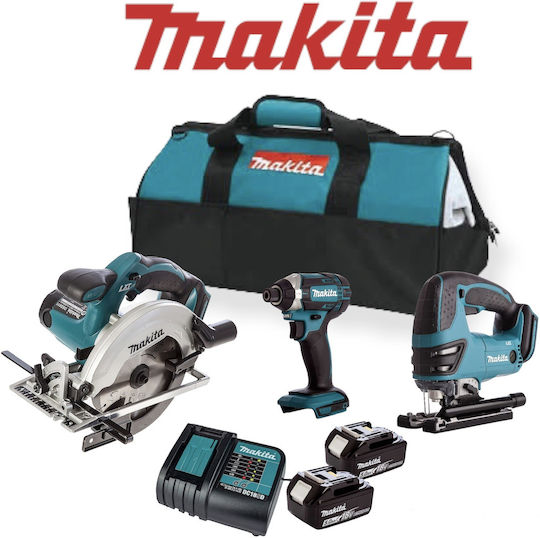 Makita DSS611 Сет Циркулярен трион & Ударна отвертка & Пъзел 18V с батерии 5Ах