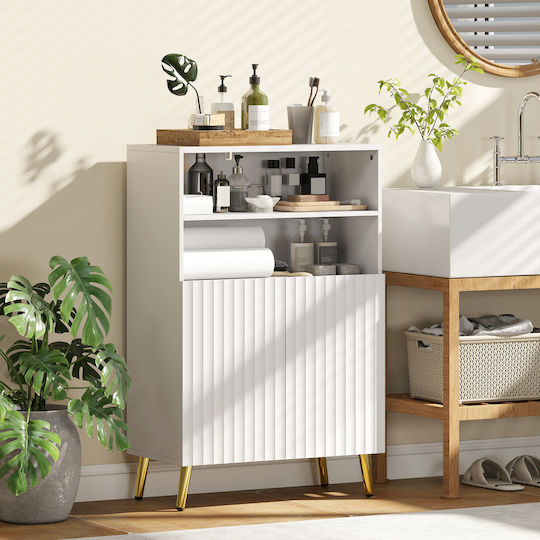 HomCom Badezimmerschrank B60xT31.8xH93cm Weiß