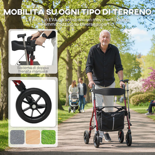 HomCom Klappbarer Rollator Aluminium Rote