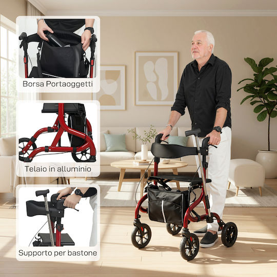HomCom Klappbarer Rollator Aluminium Rote