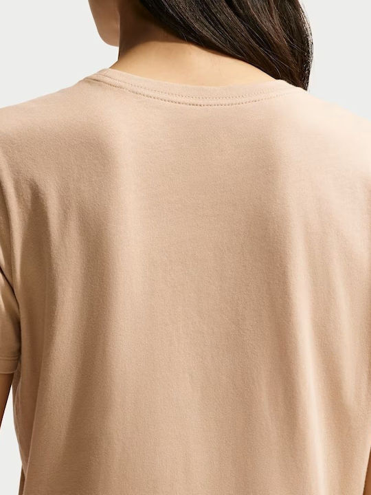 Sportswear Γυναικείο Crop T-shirt Μπεζ
